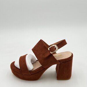 FOWT Women Open Toe Platfrom Sandals Chunky Mid Heel Slingbacks Buckle Wide Band